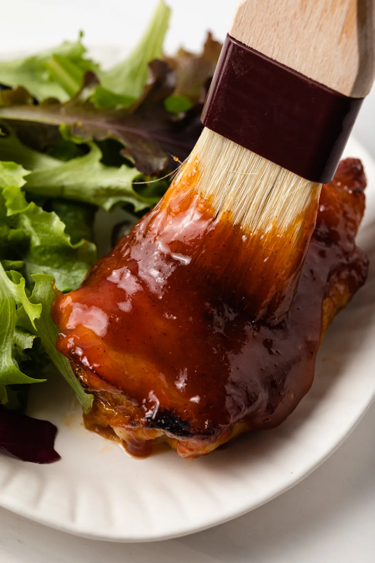Apricot bbq sauce brushed over chicken breast.