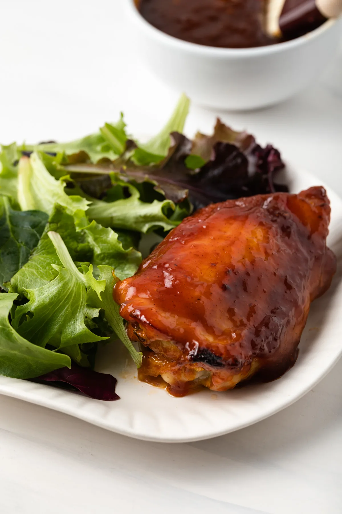Chicken breast with apricot bbq sauce.