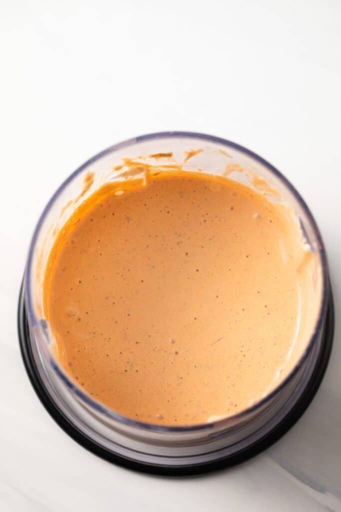 Burrito sauce in a food processor.