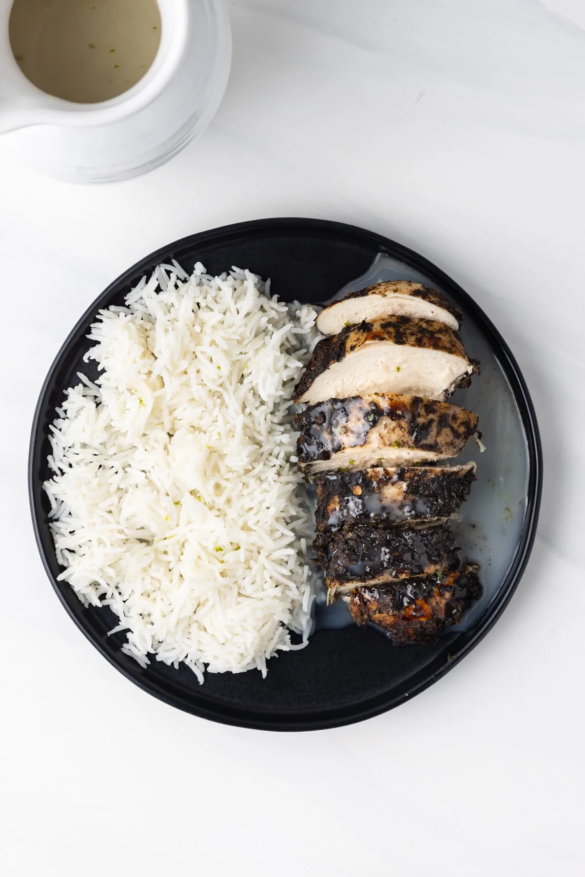 Rice with jerk chicken.