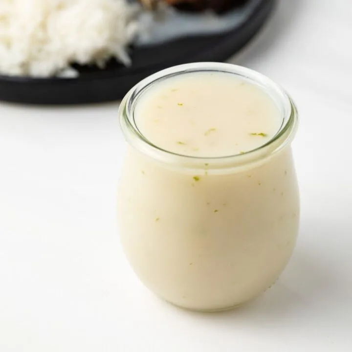 Jar of coconut cream sauce.