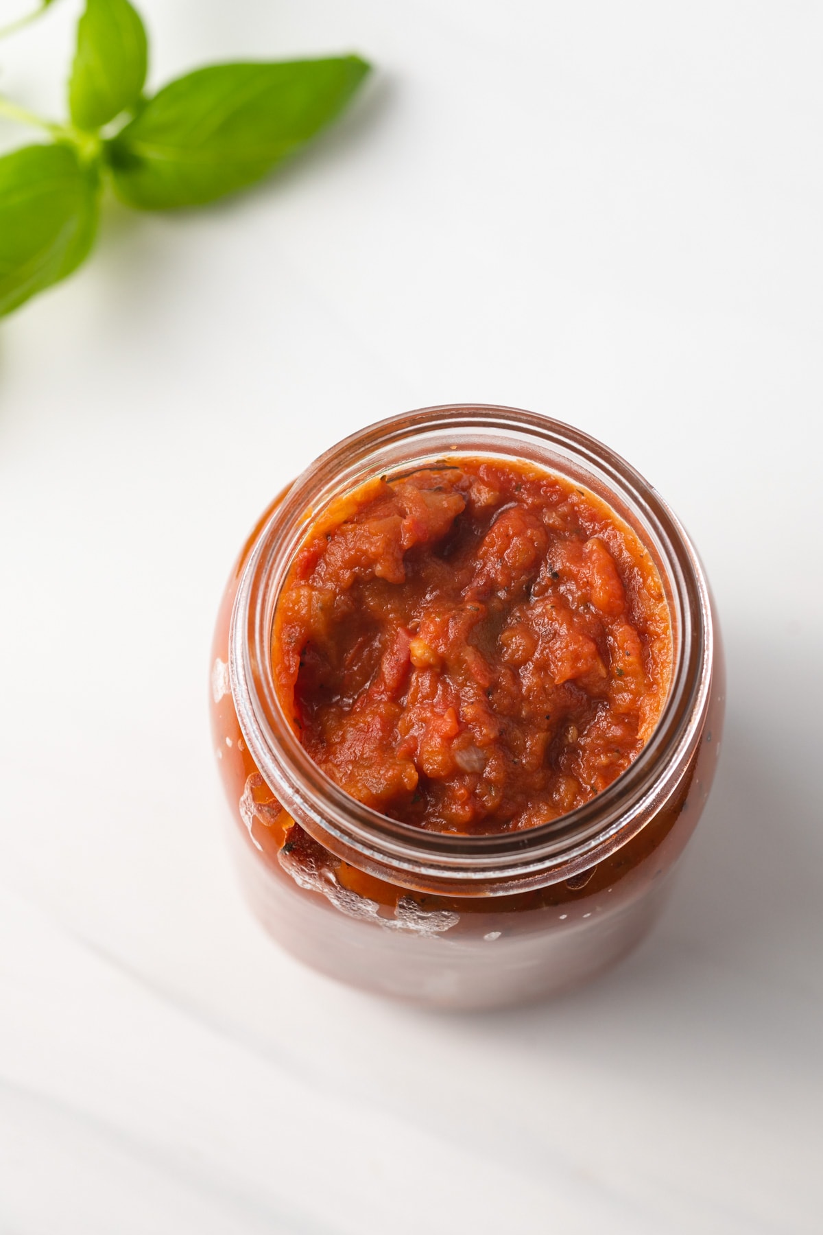 Eggplant tomato sauce in jar.