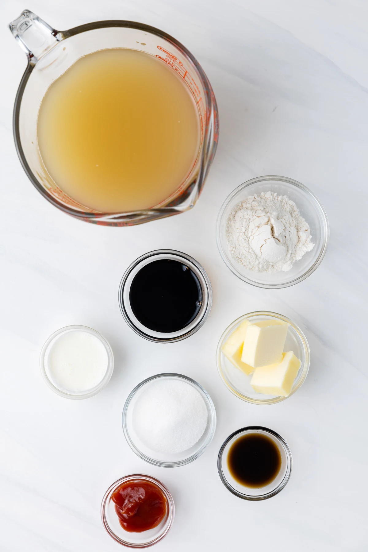 Ingredients to make loco moco sauce.