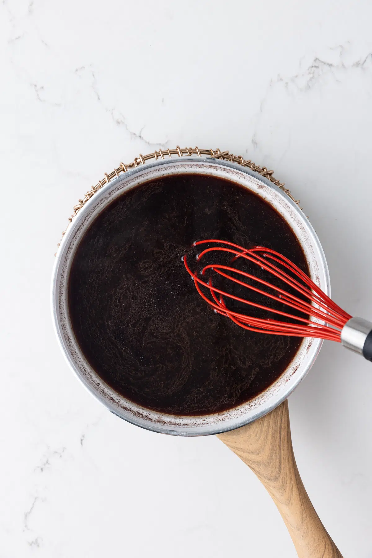 Homemade Au Jus Sauce in a pan.