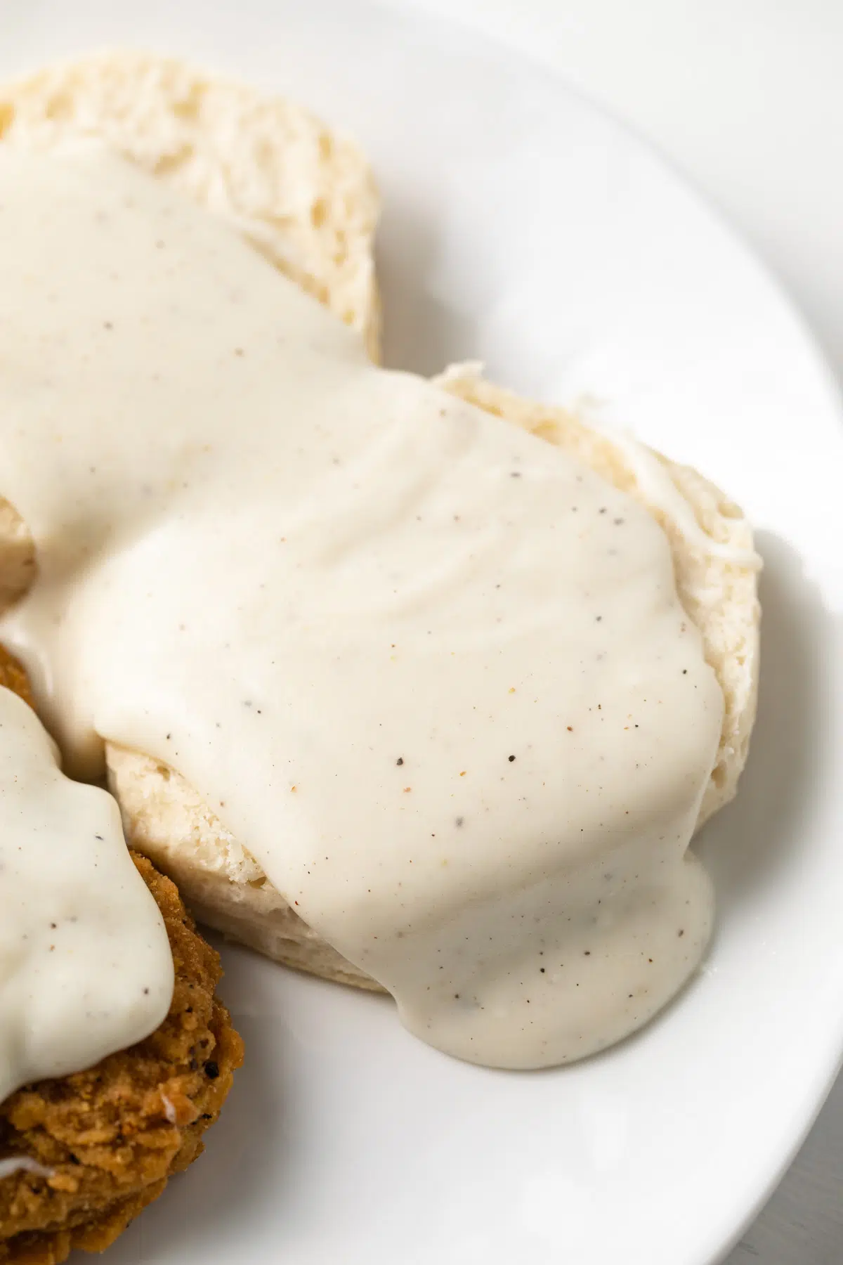 Country white gravy over biscuits.