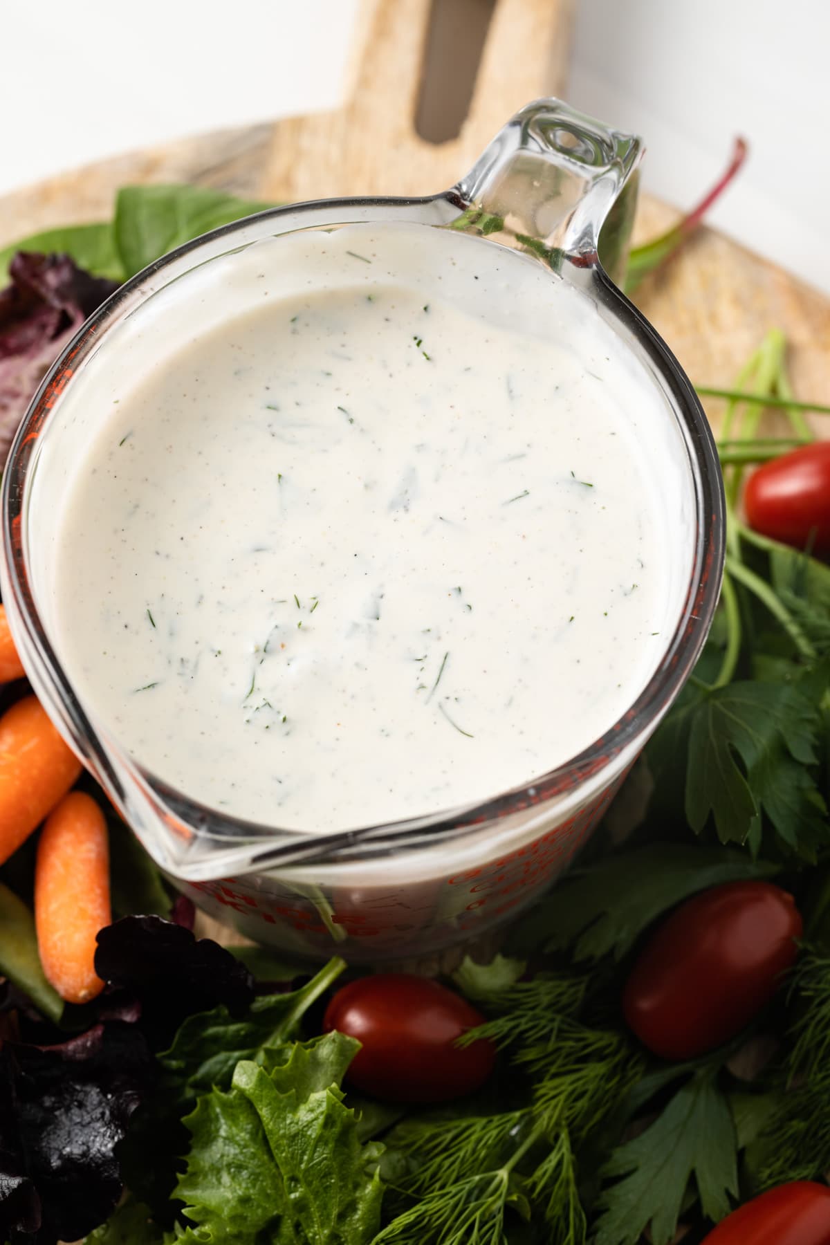 Homemade Ranch Dressing with veggies.