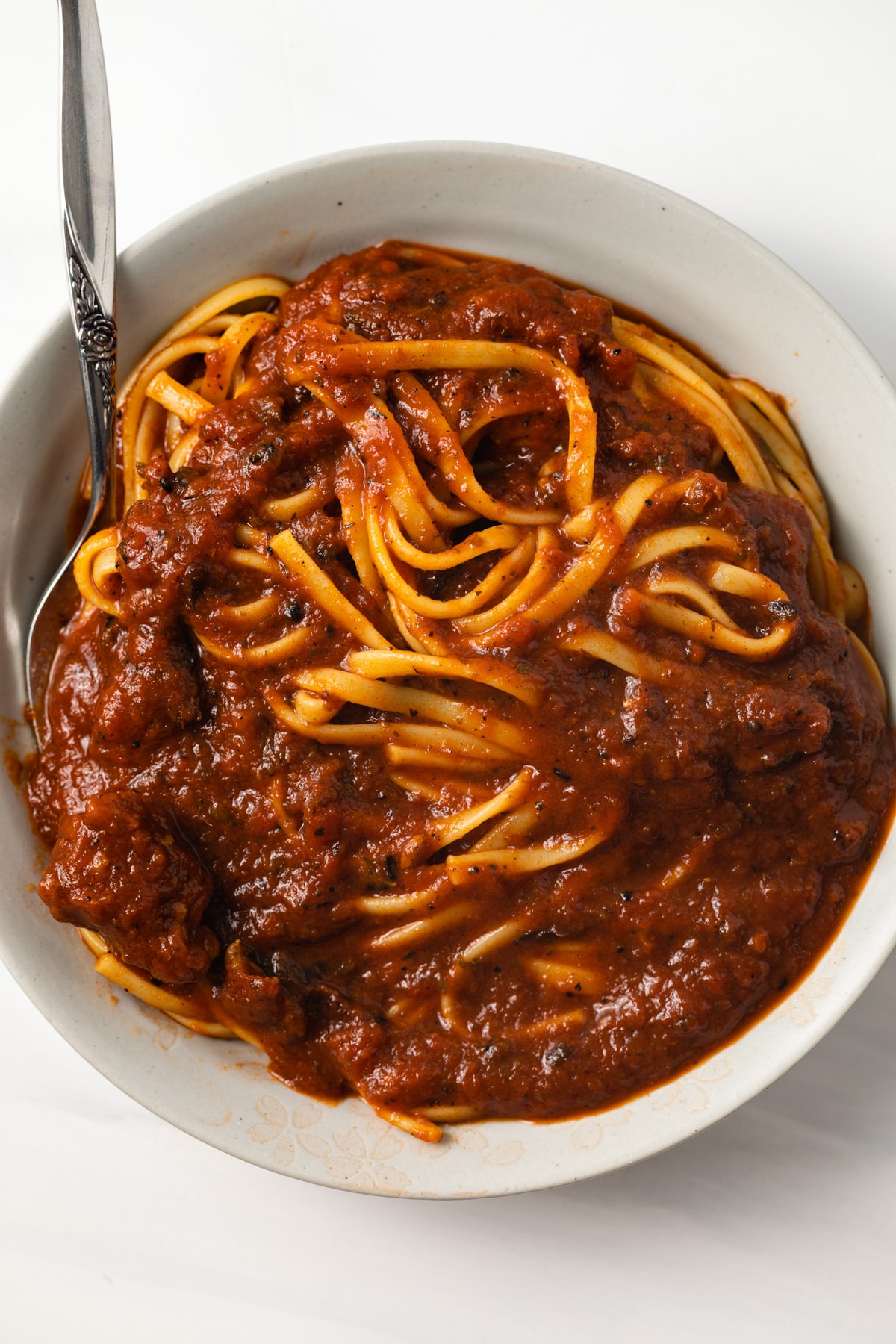 Noodles coated in authentic Italian gravy.