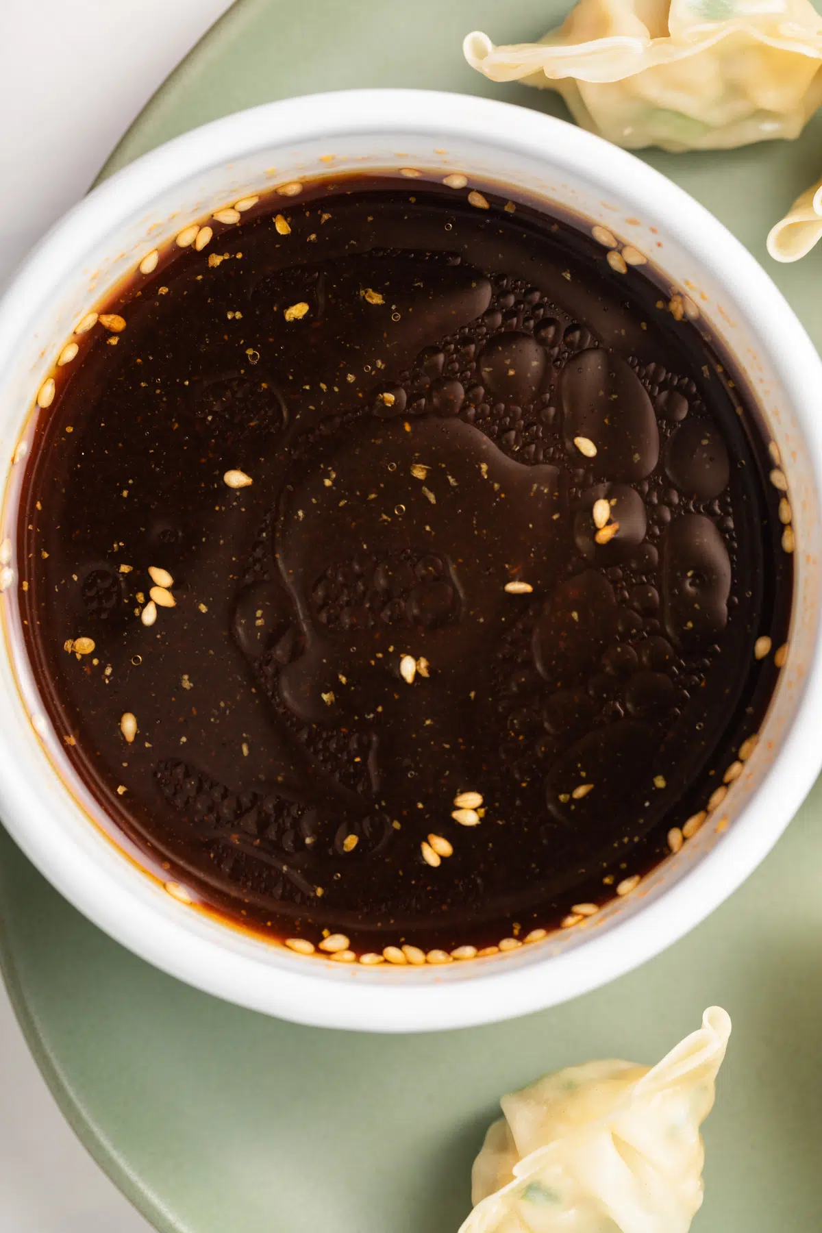 Close up of dim sum dipping sauce.