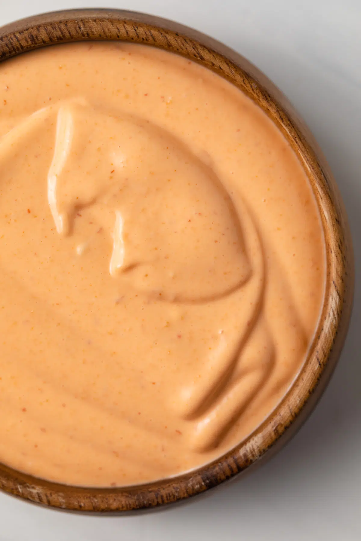 Close up of sriracha mayo sauce.