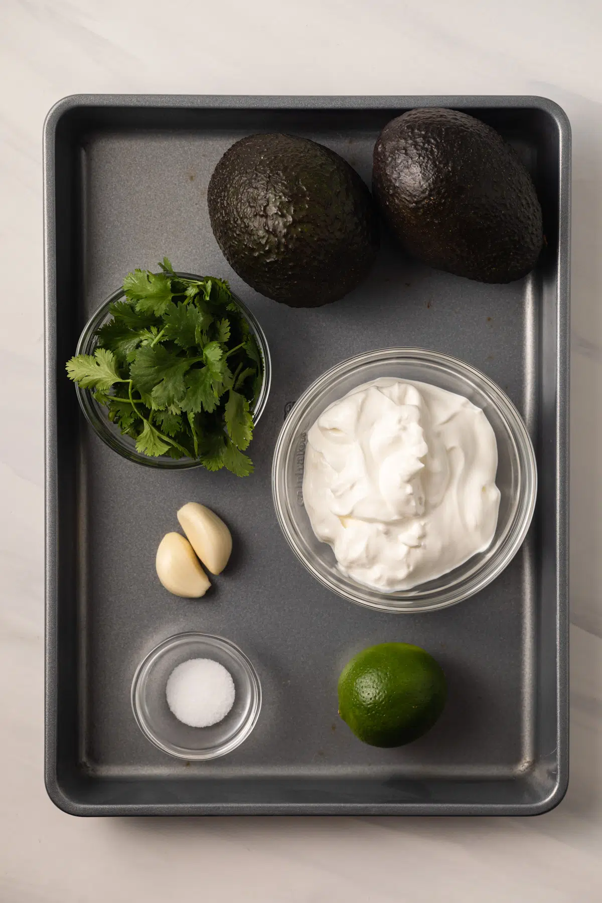 Ingredients for avocado crema.