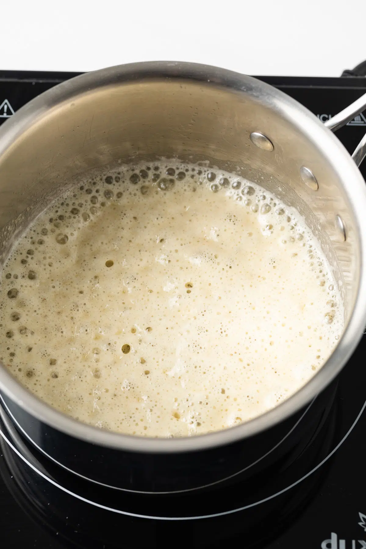 Flour and butter roux in pan.