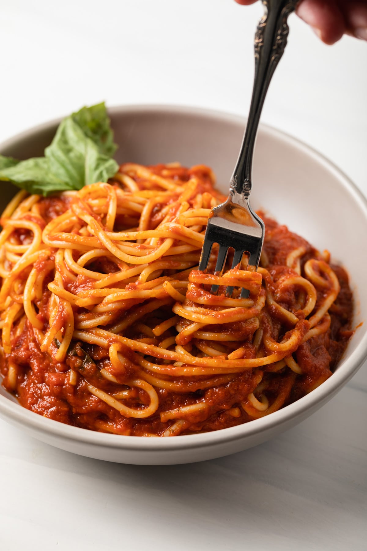 Spaghetti with pomodoro sauce.