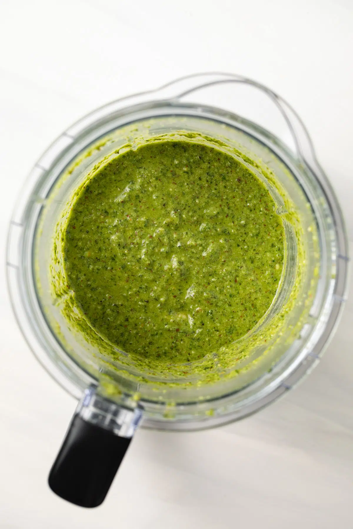 Lemon pesto in a food processor.