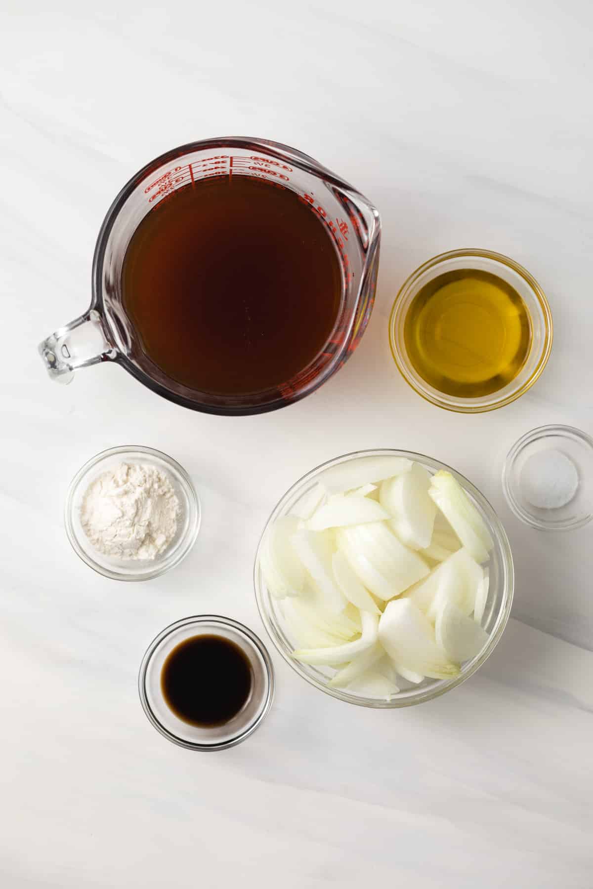 Ingredients for onion gravy.