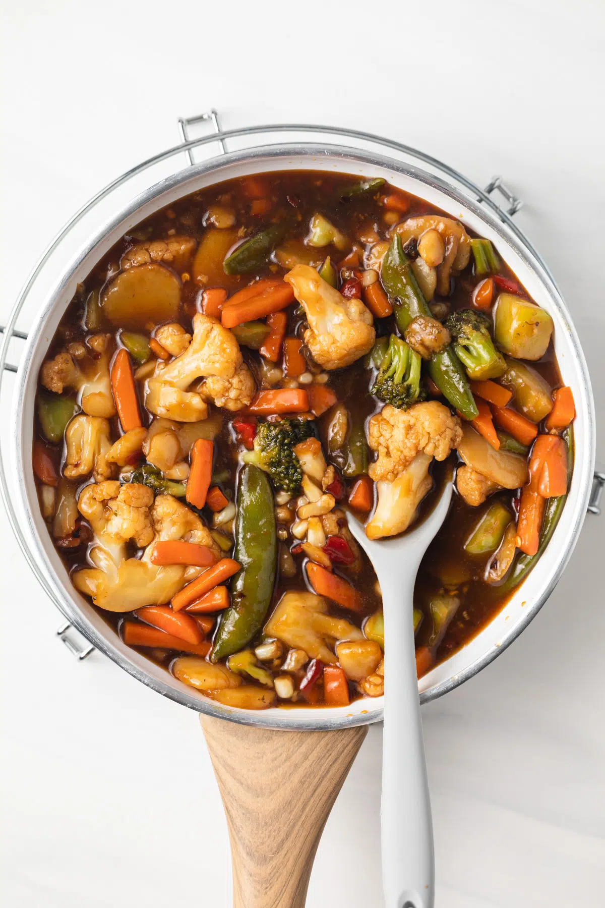 Vegetables in stir fry sauce.