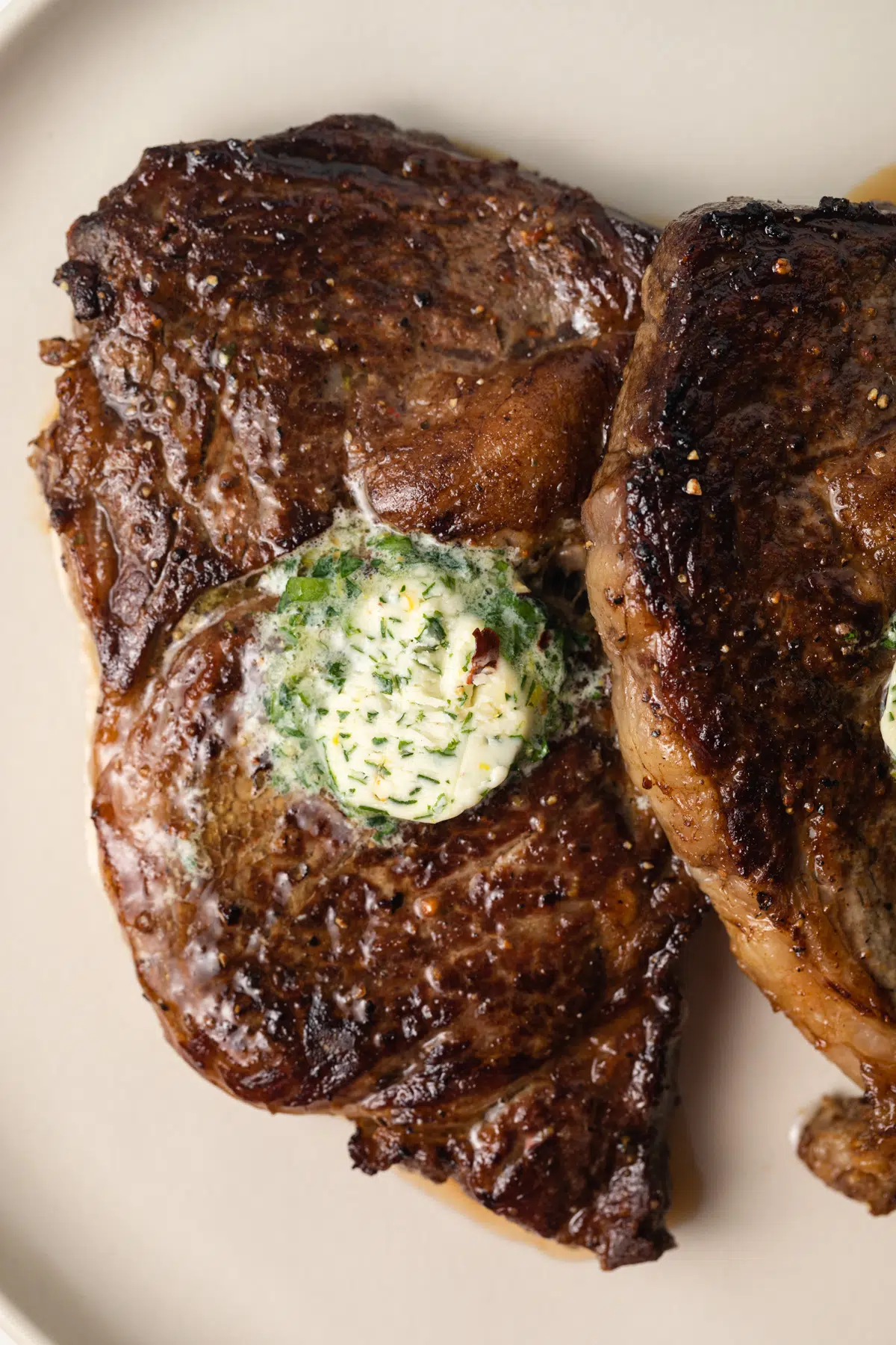 Steak with a pad of melty cowboy butter.