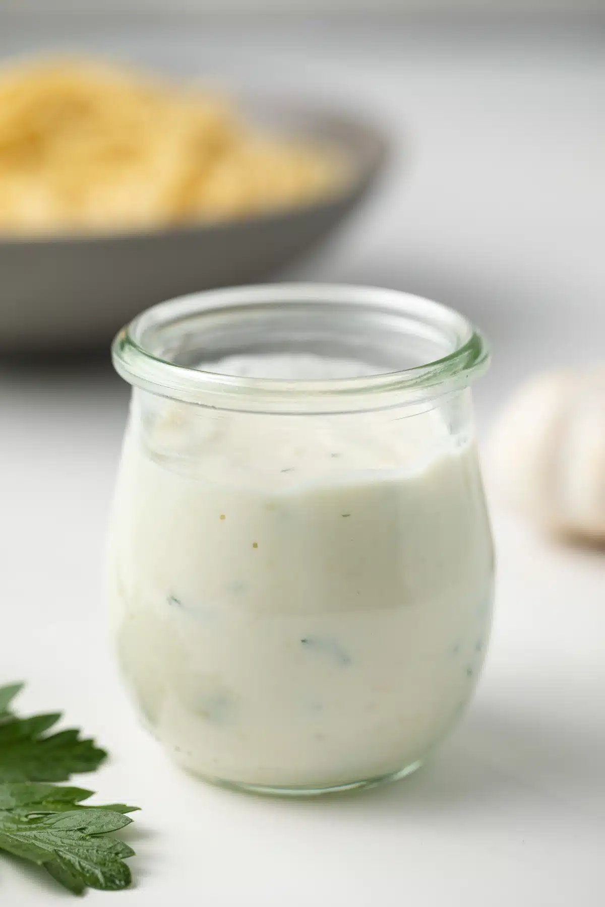 Garlic cream sauce in a jar.