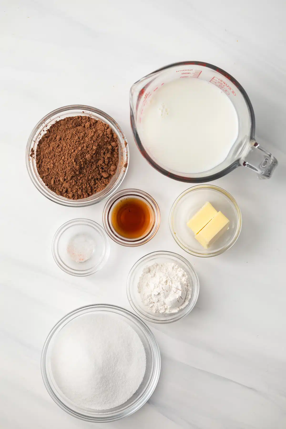 Ingredients for chocolate sauce.