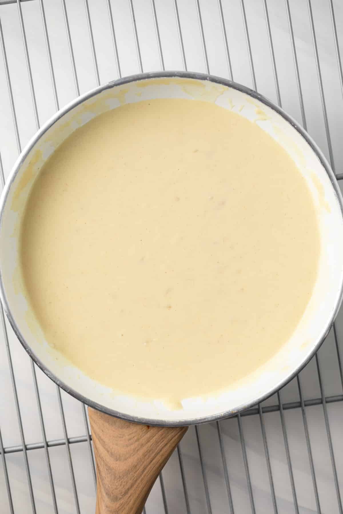 Dijon mustard sauce in saucepan.