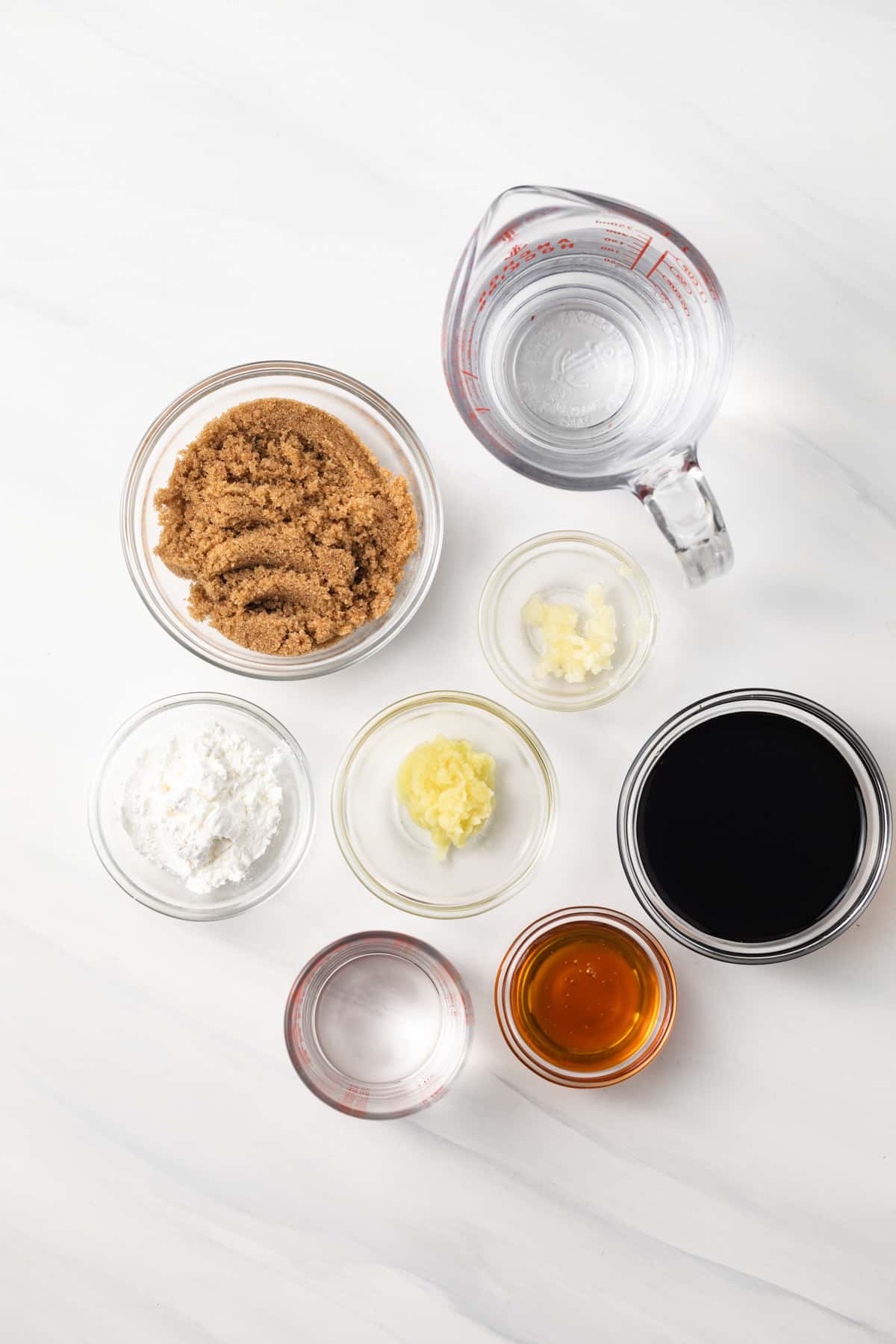 Ingredients for homemade teriyaki sauce.