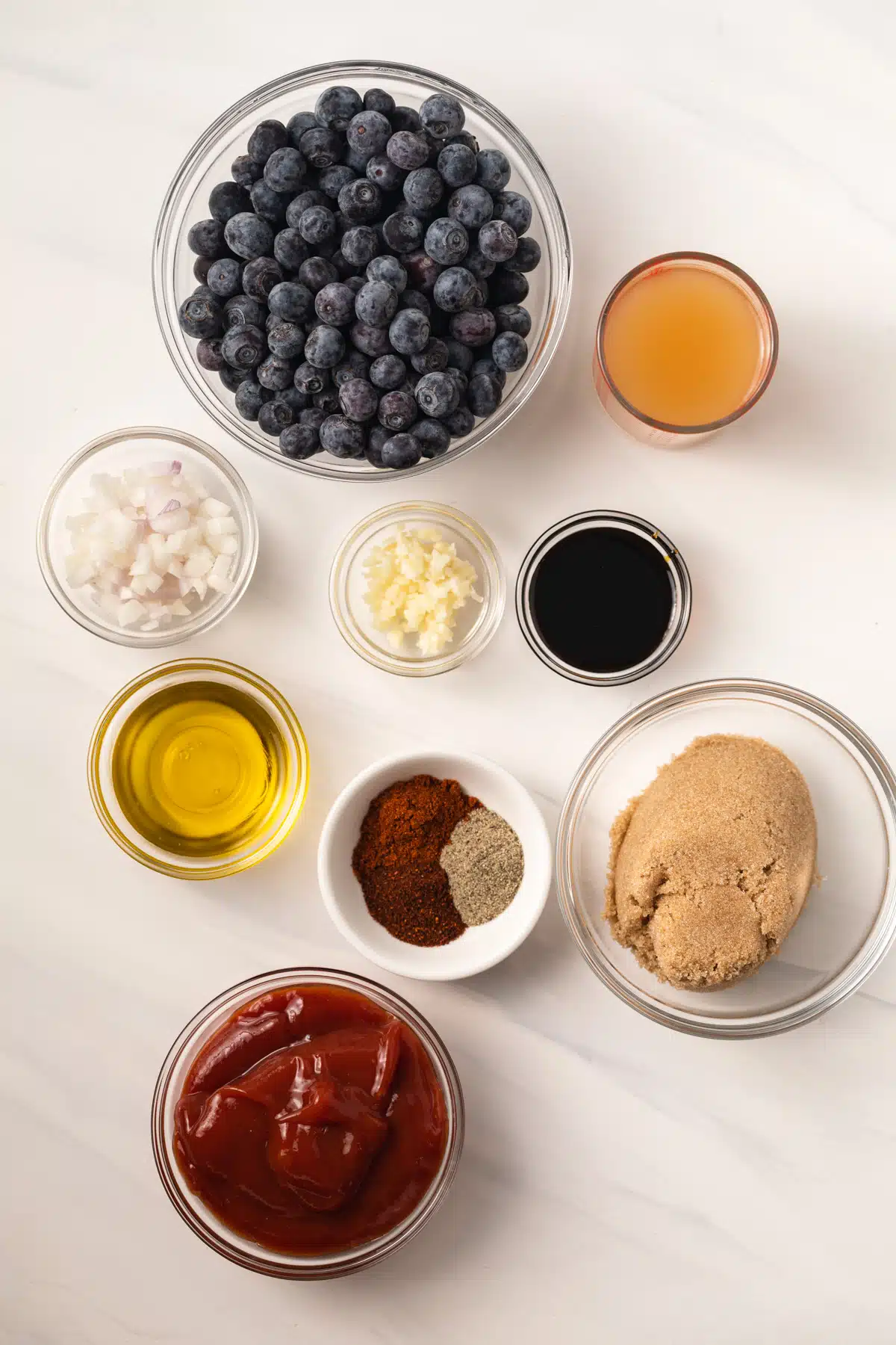 Ingredients for blueberry BBQ sauce.