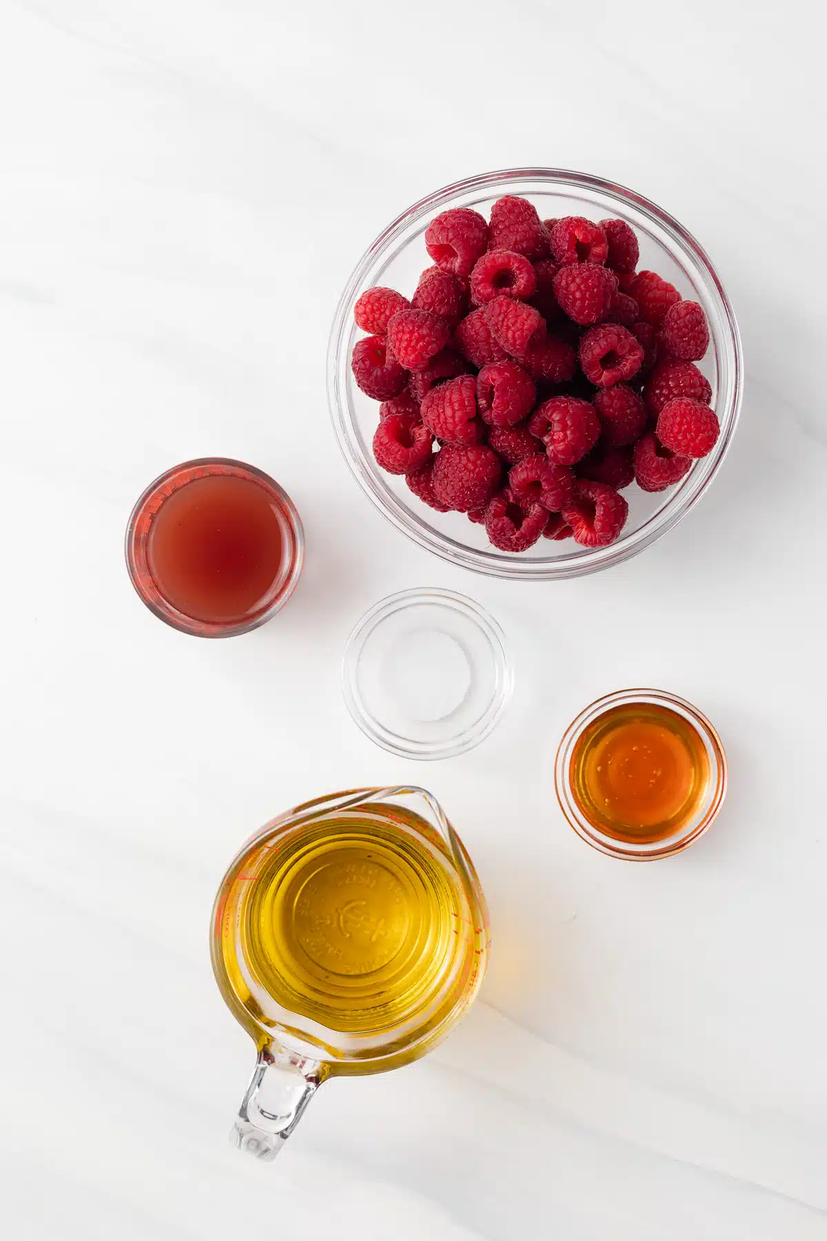 Ingredients for raspberry vinaigrette.