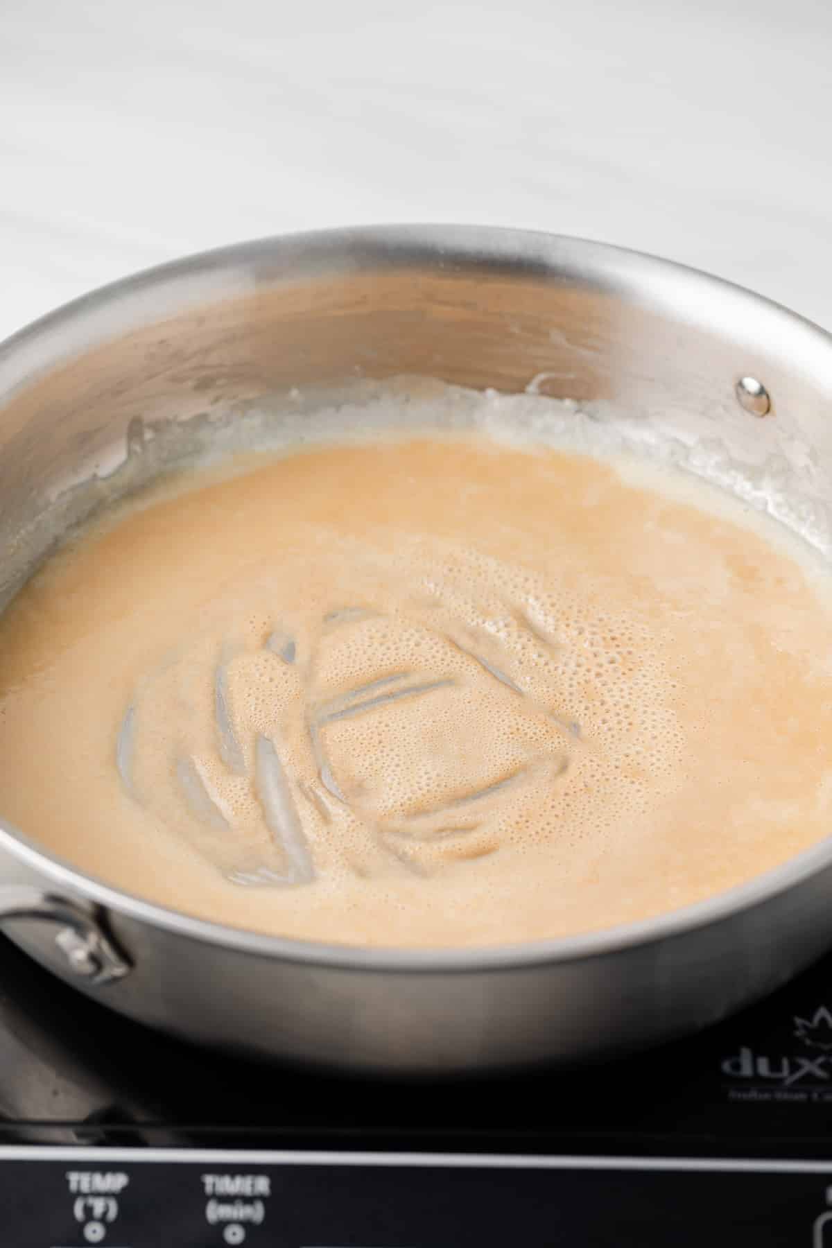 Blond roux in skillet.