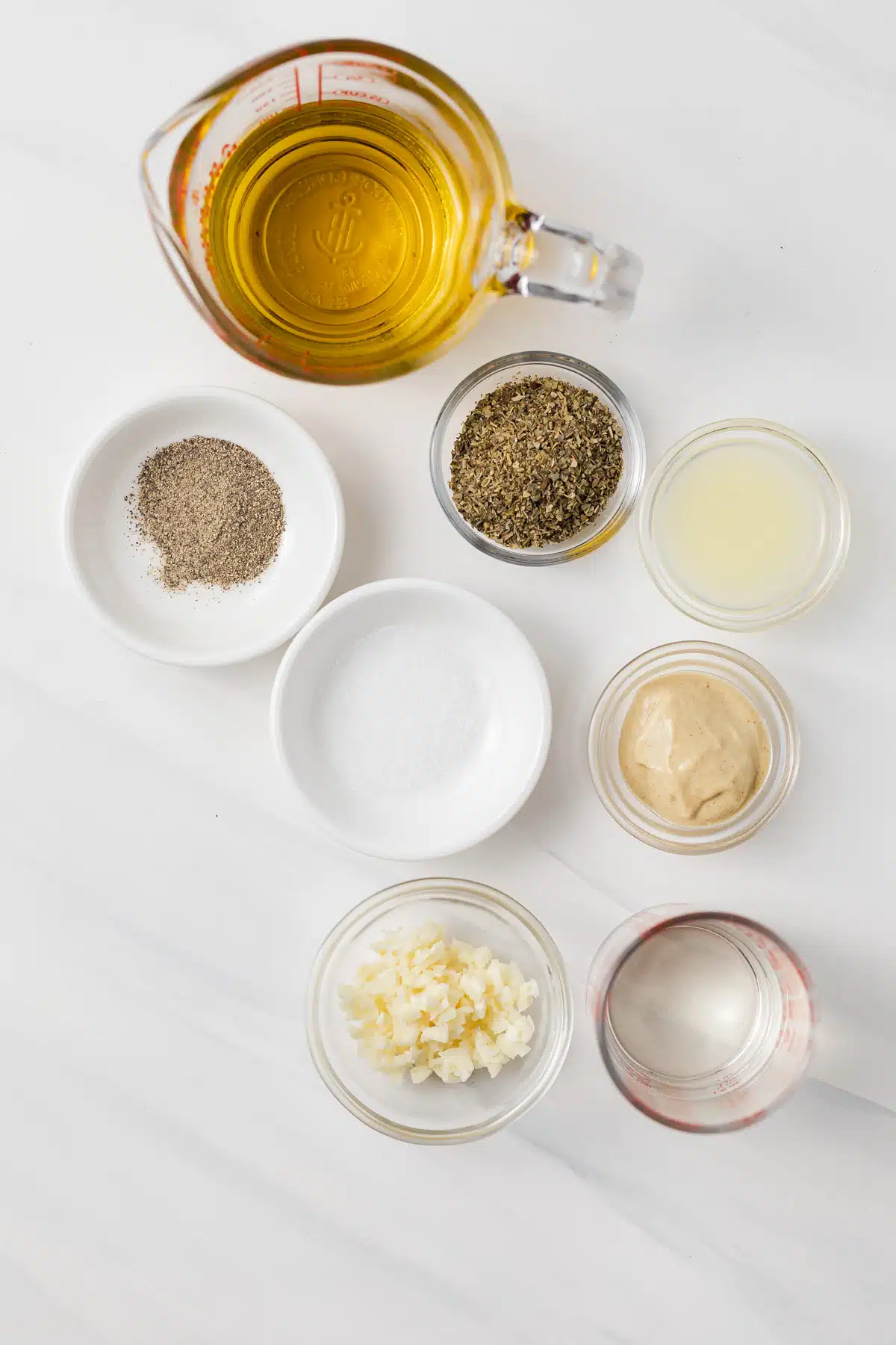 Ingredients for Italian dressing chicken marinade.