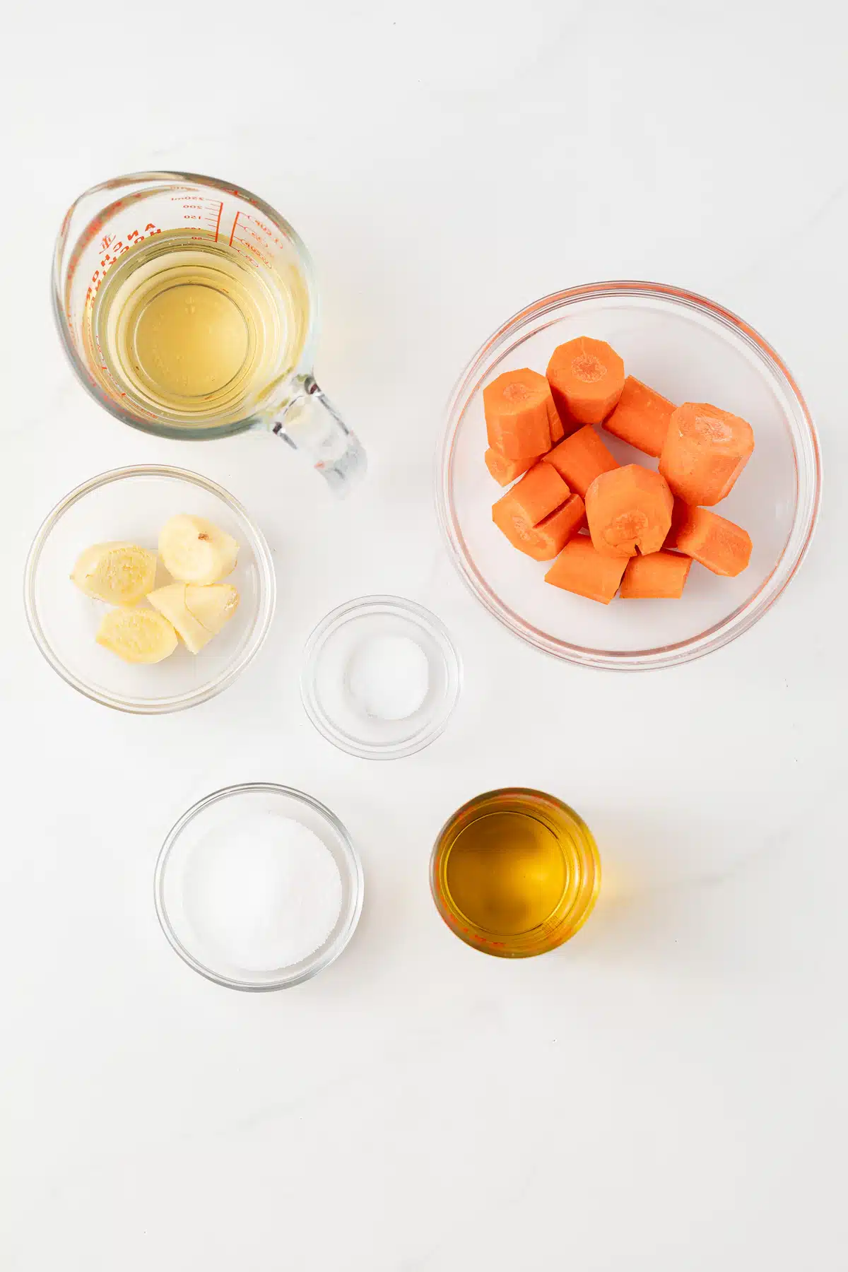 Ingredients for carrot ginger dressing.