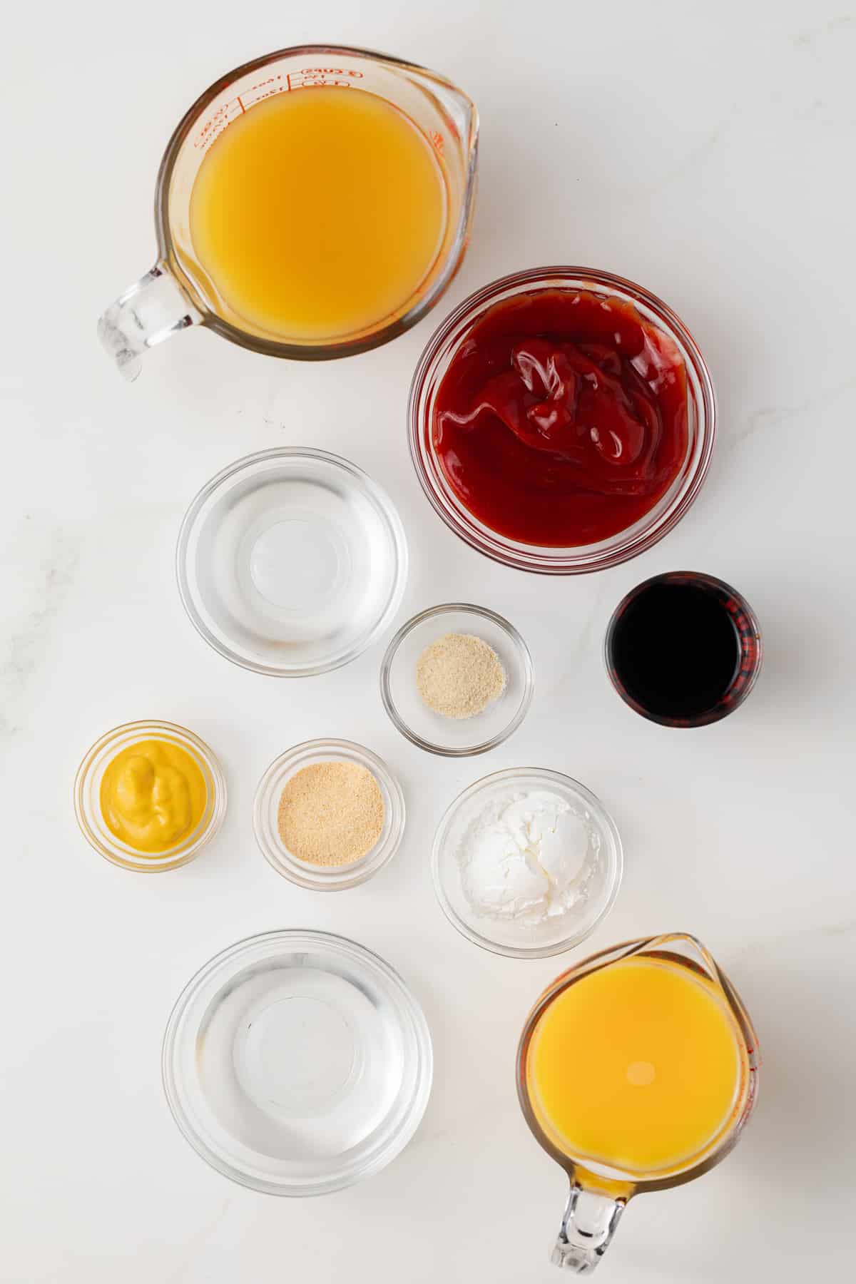 Ingredients for pineapple orange sauce.