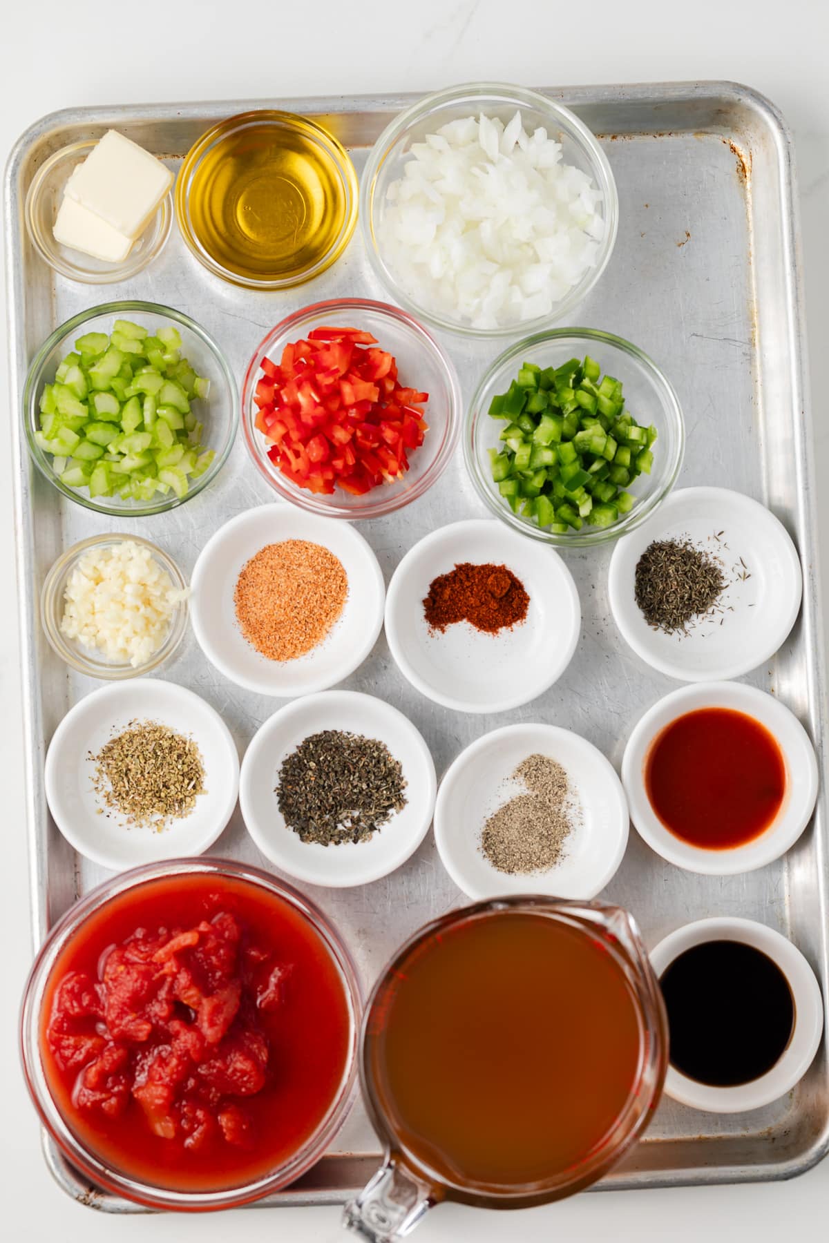 Ingredients for creole sauce.