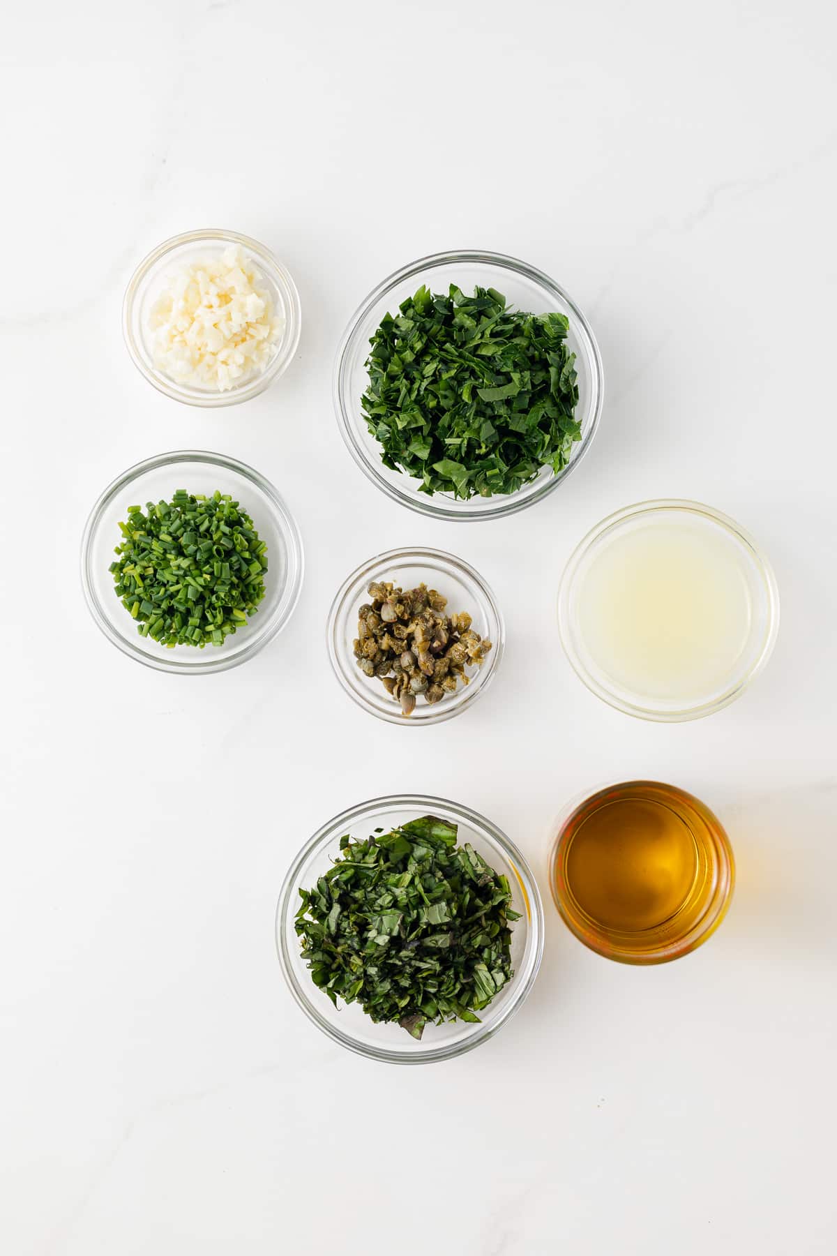 Ingredients for herb caper sauce.