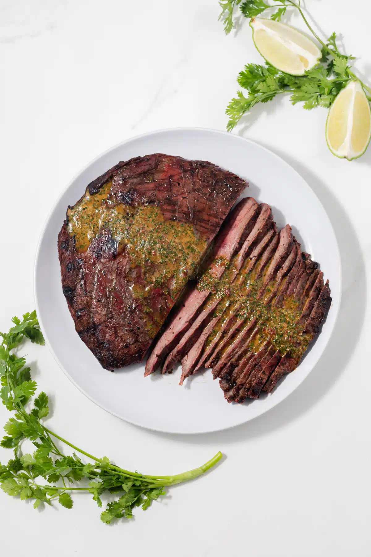 Steak cooked in carne asada marinade.
