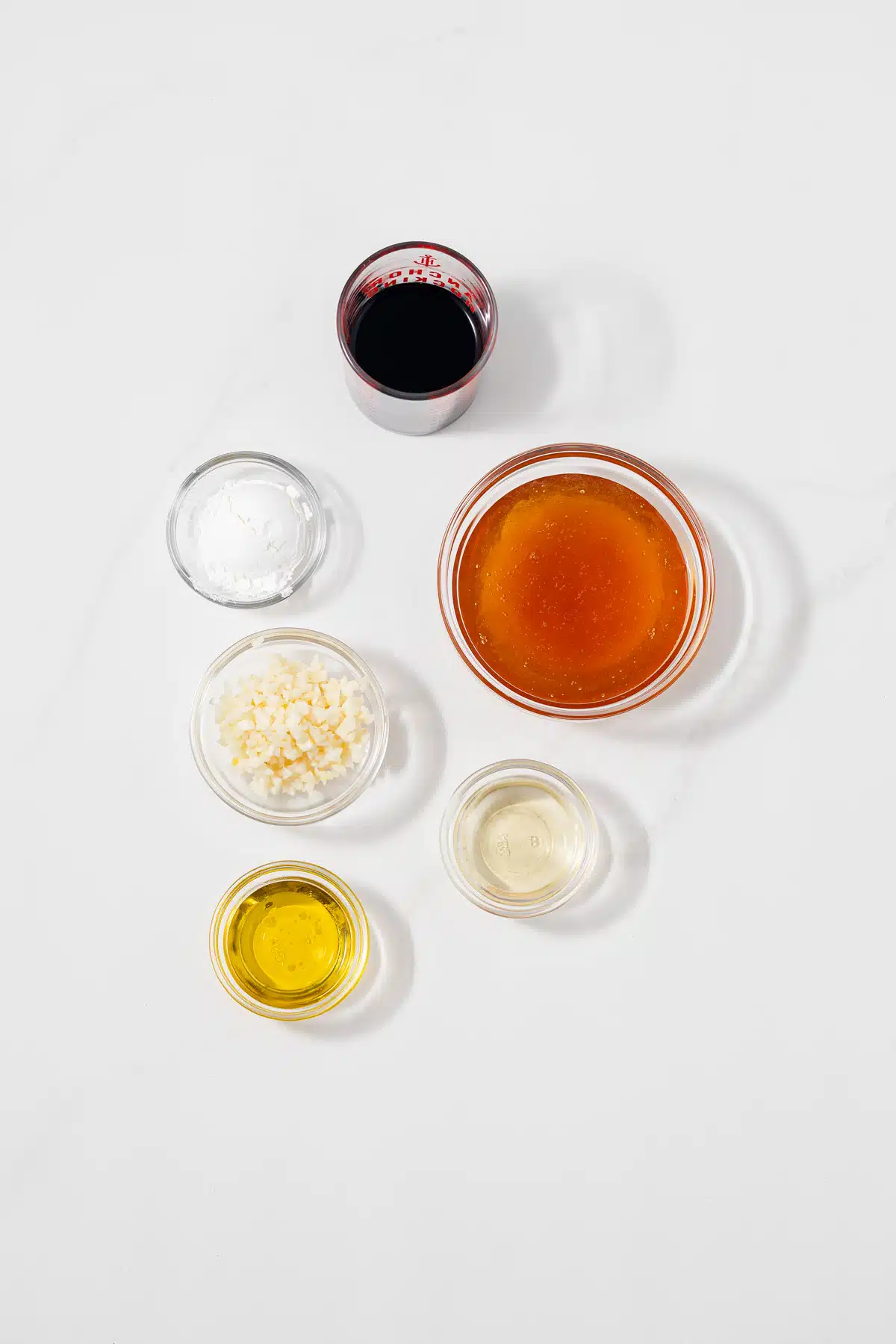 Ingredients in glass bowls.