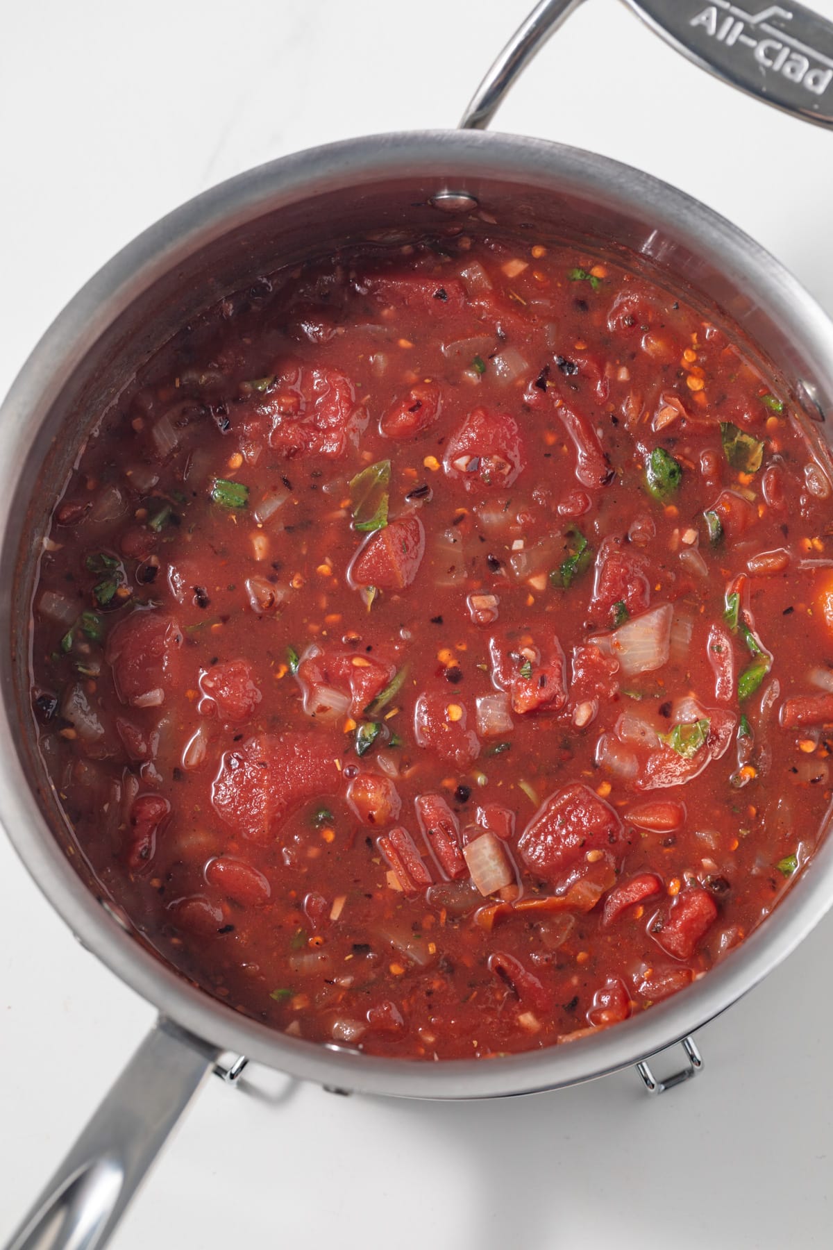 Arrabbiata sauce before blending.