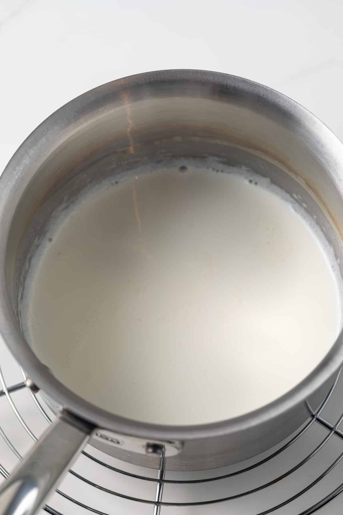 Half and half in a saucepan.