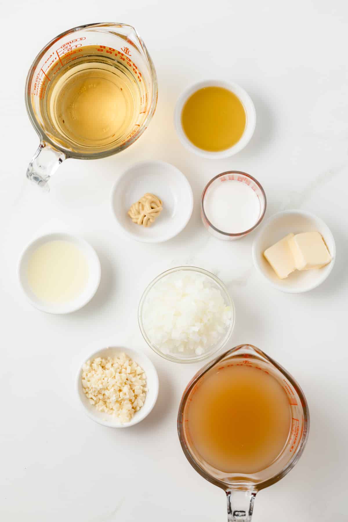 Ingredients for chardonnay sauce.