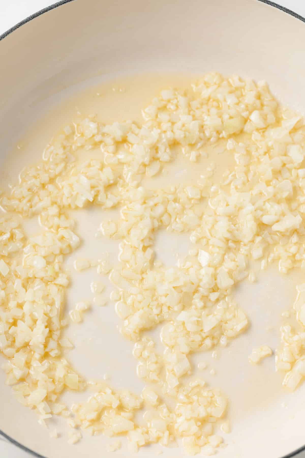 Onion and garlic sauteed with butter.