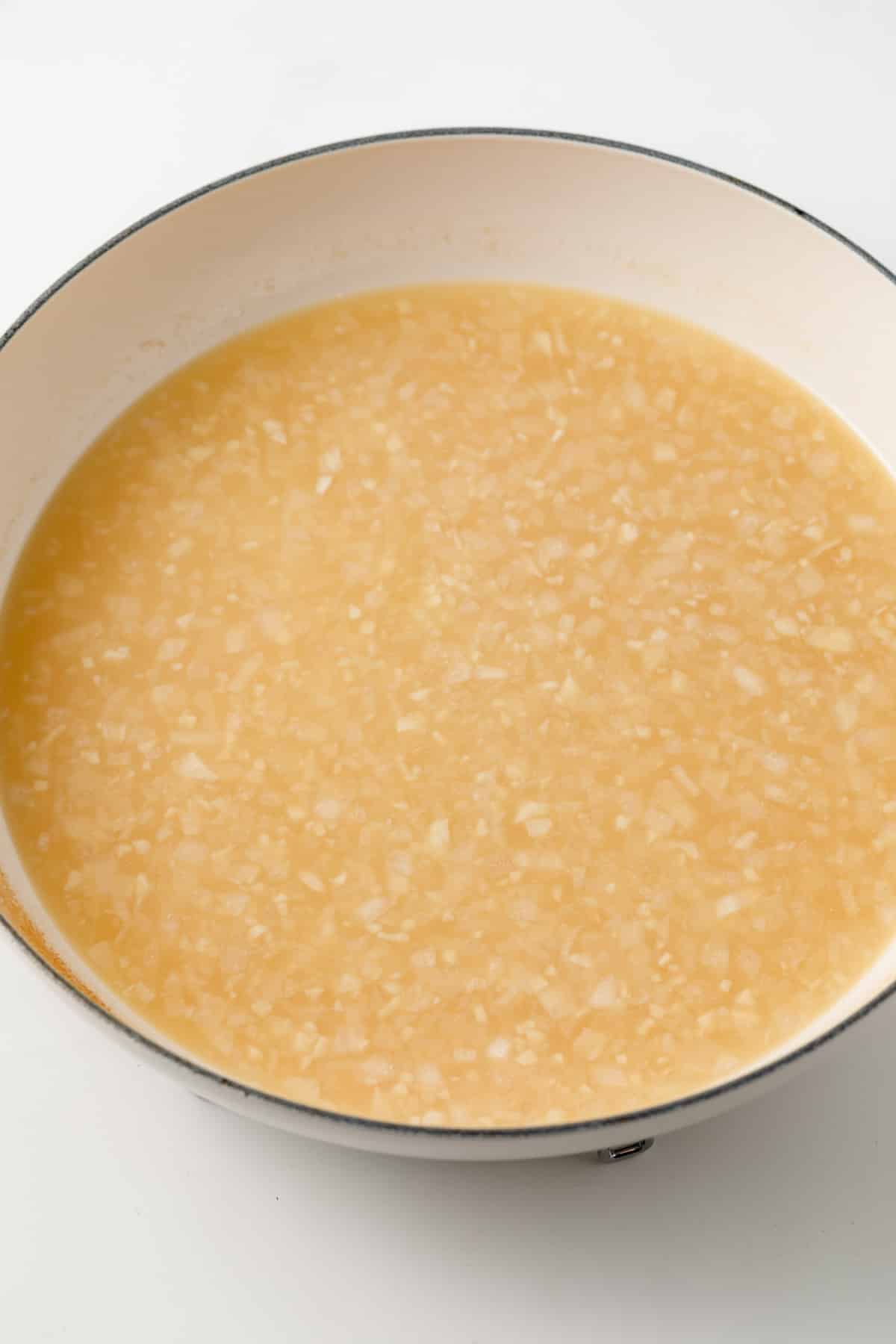 Chardonnay sauce in skillet.