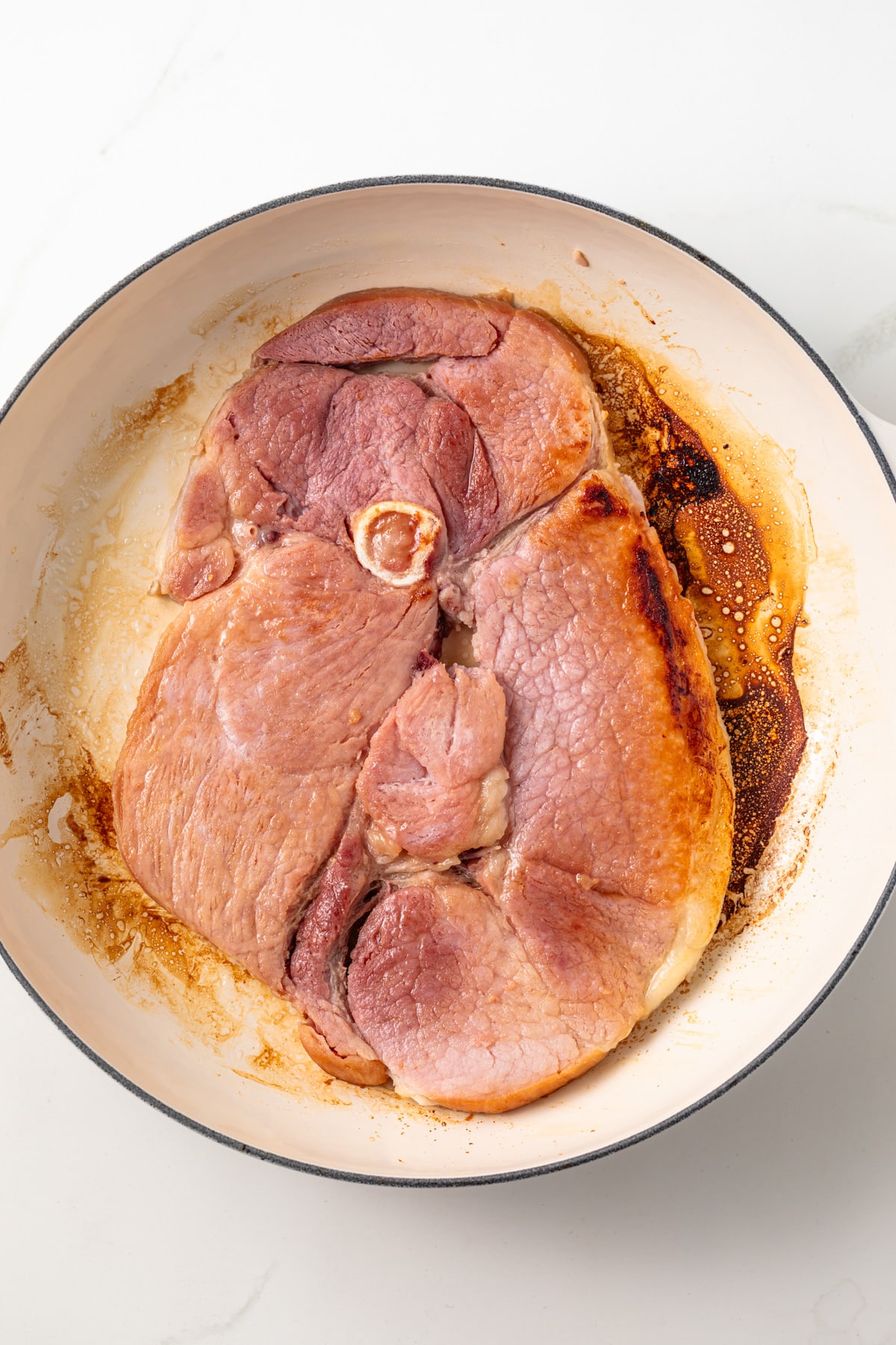 Pan-fried ham steak.