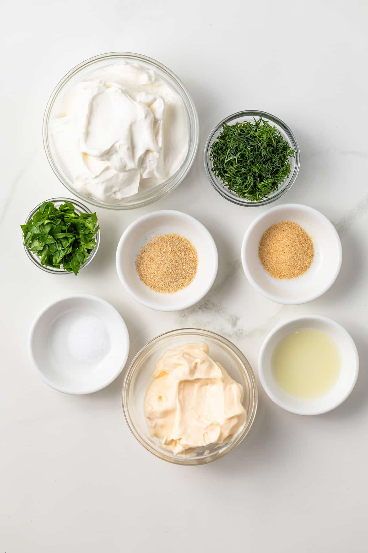 Ingredients for veggie dip.