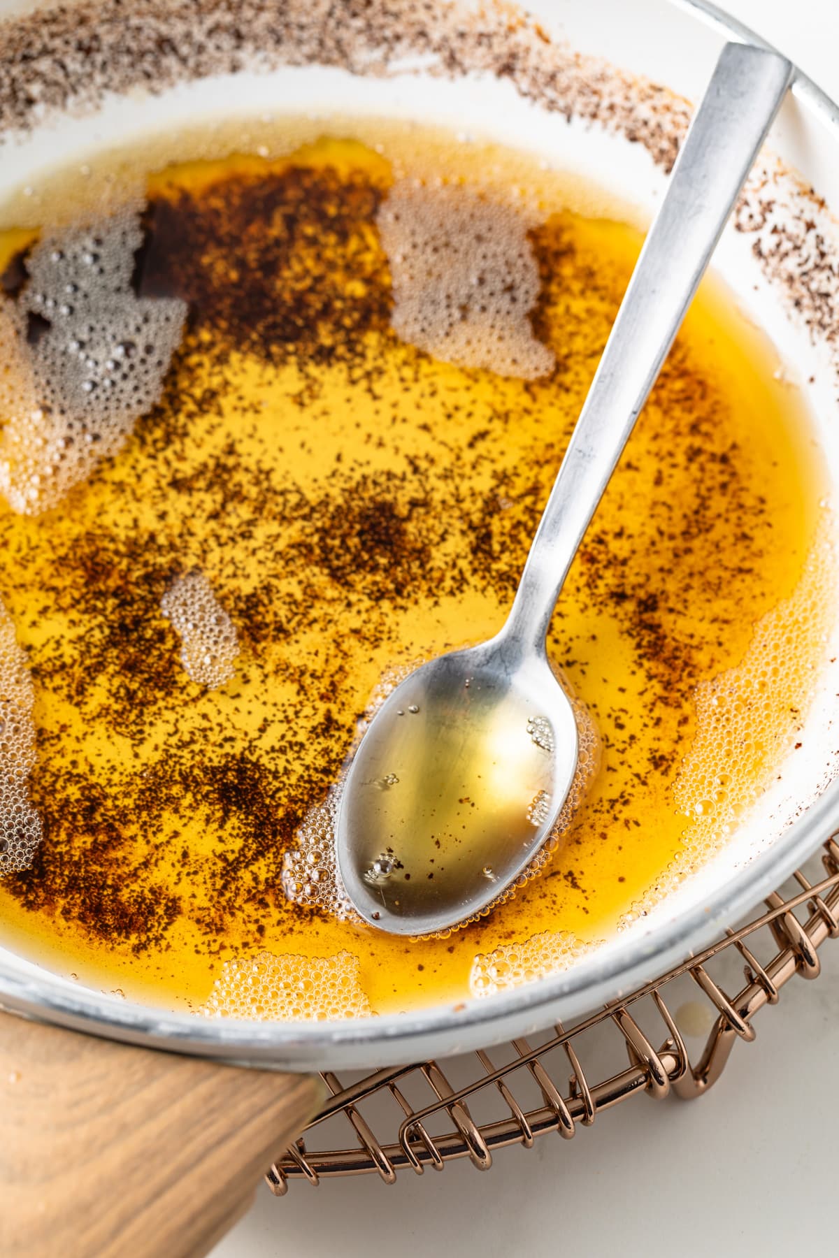 Brown butter in a pan.