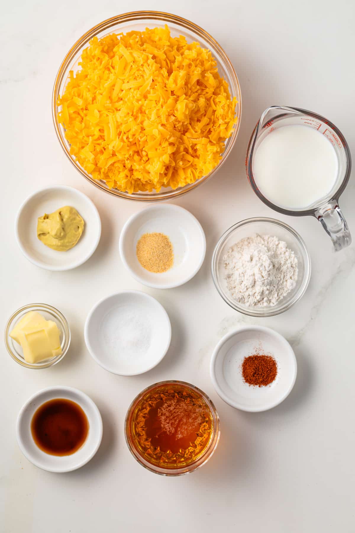 Ingredients for pretzel cheese dip.