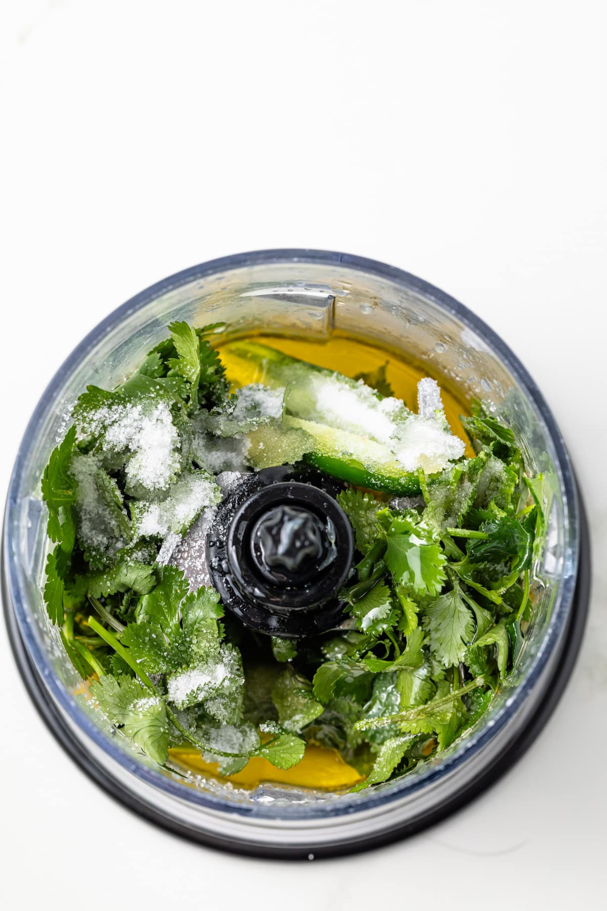 Ingredients in a blender.