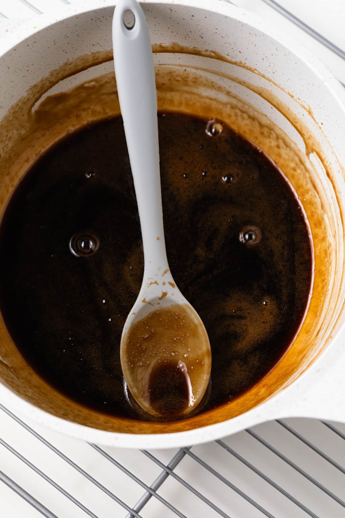 Sweet soy sauce in a pot.
