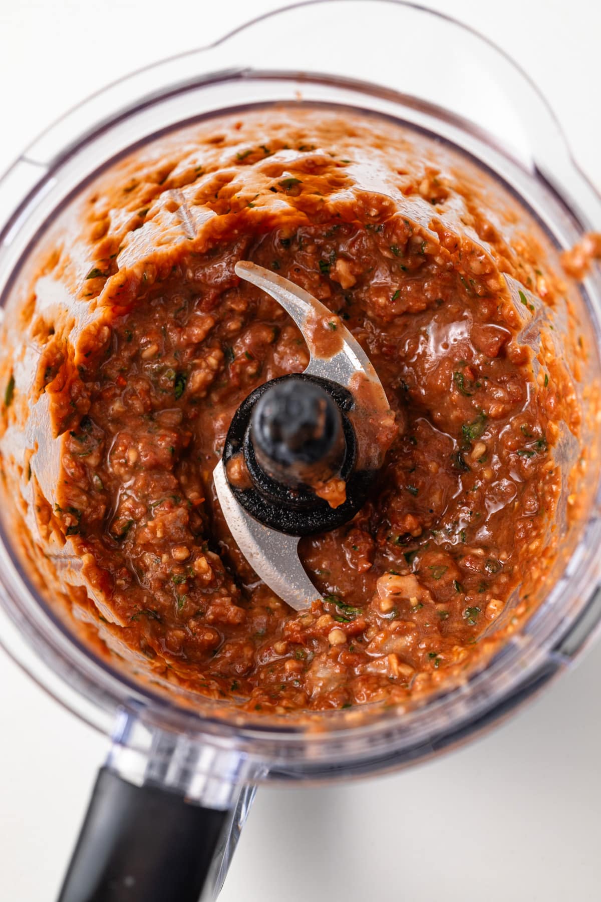 Base for sun dried tomato pesto in a blender.