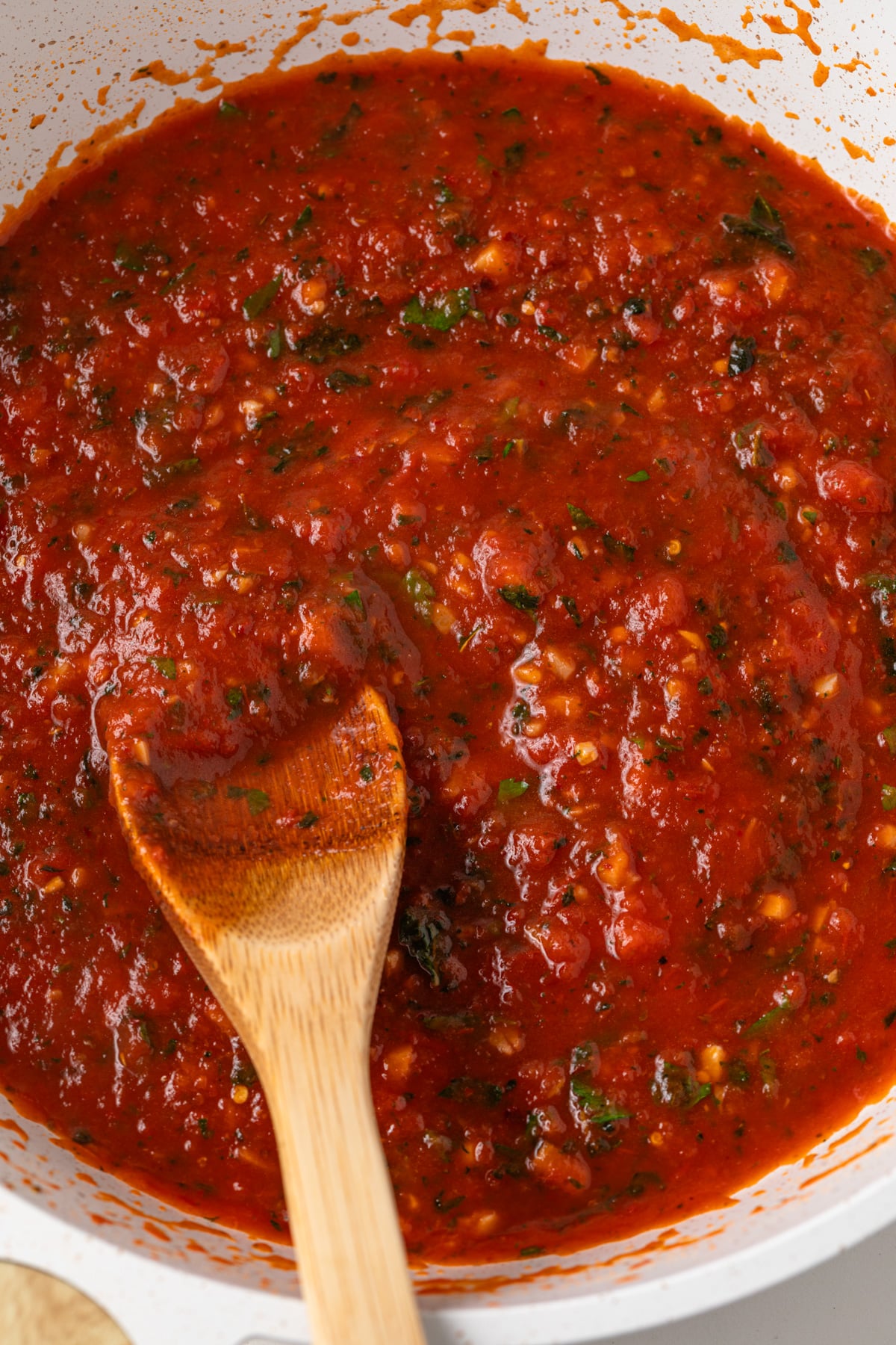 Fra Diavolo sauce in a pan.