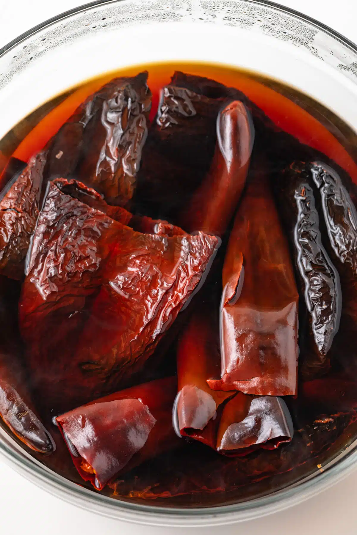 Dried chilis soaked in water.