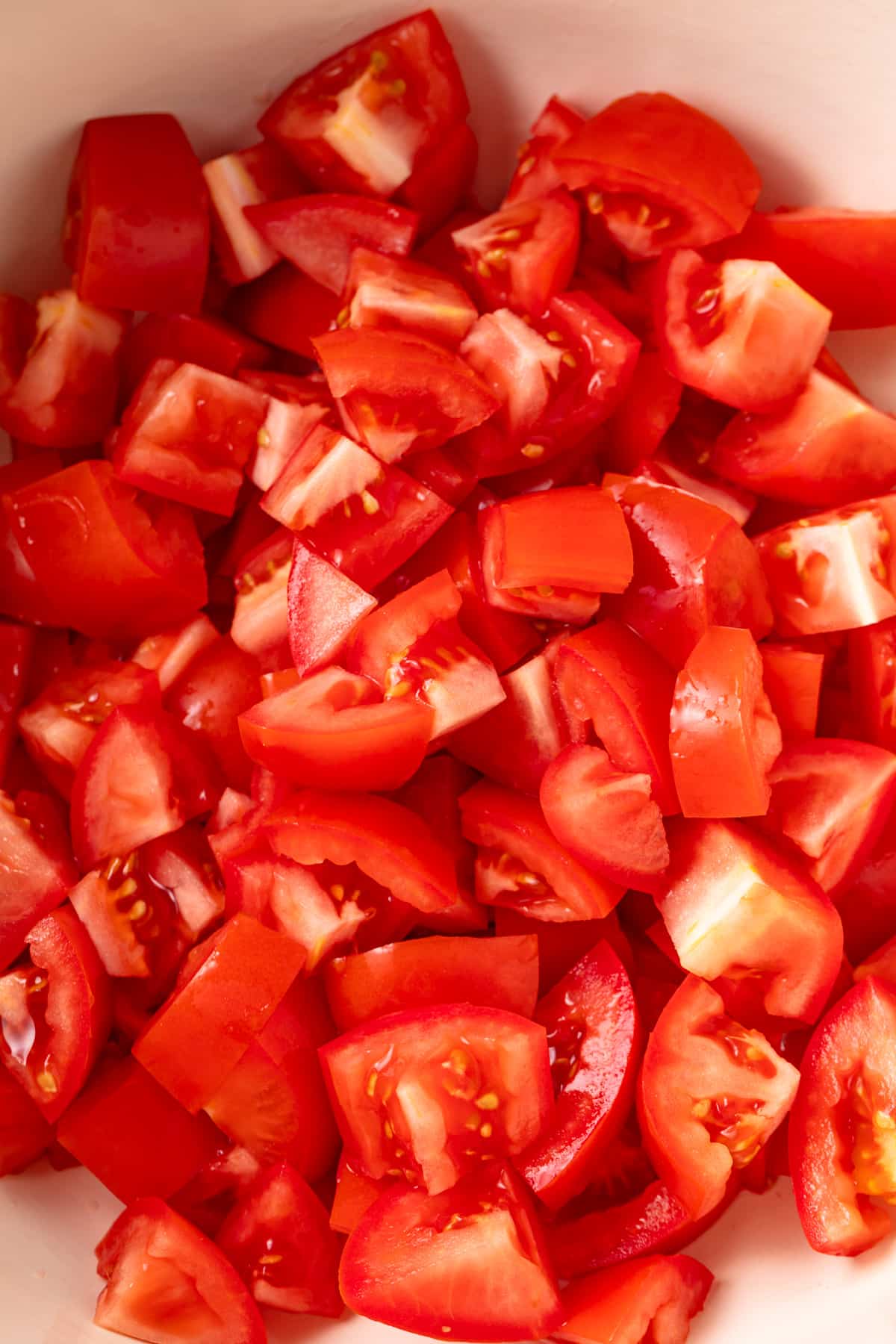 Diced tomatoes in a pot.