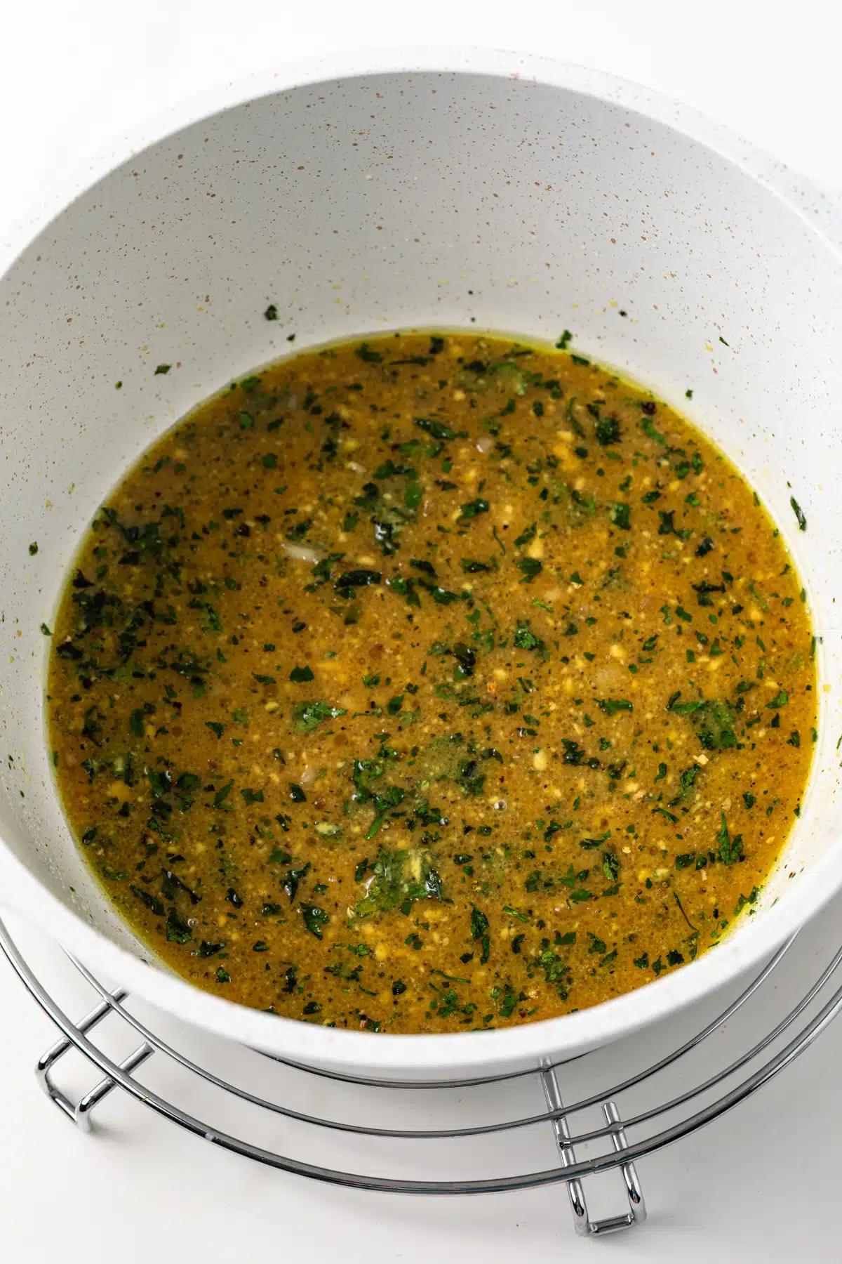 Maple mustard sauce in saucepan.